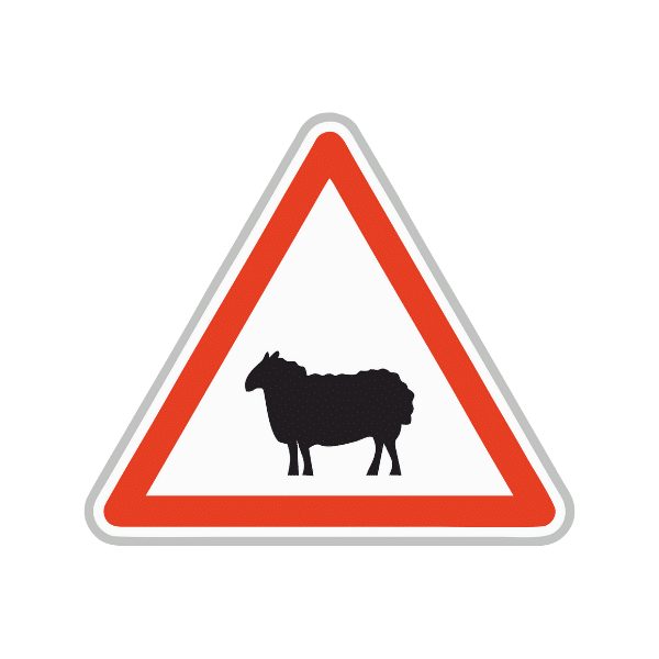 Panneau de danger signalant un passage de moutons proposé par Ingénia