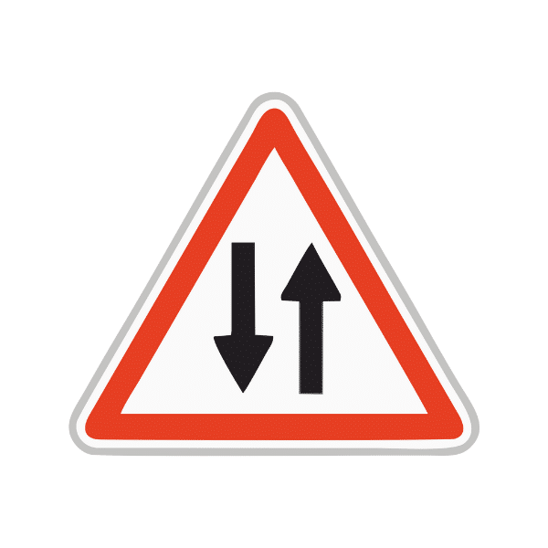 Panneau de danger signalant une circulation à double sens proposé par Ingénia