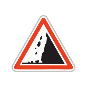 Panneau de danger signalant une chute de pierres proposé par Ingénia